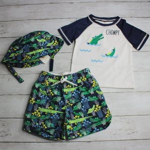 Gymboree Baby Boy Rashguard Swimsuit Trunk Top Hat